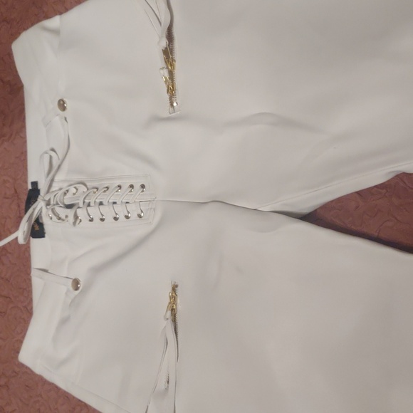 Elegant White Faux leather Flared Pants - Picture 2 of 5